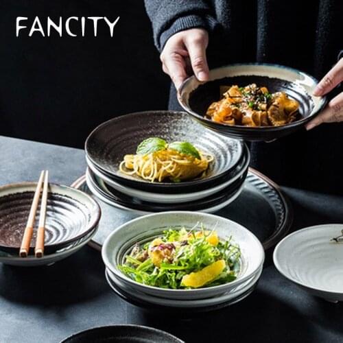 FANCITY Creative shallow bowl personality bowl Japanese restaurant restaurant tableware thick soup bowl sweet soup bowl fruit