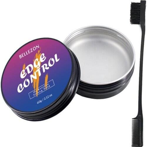 Hair Oil Wax Cream Edge Control Hair Styling Cream Broken Hair Finishing Anti-Frizz Hair Fixative Gel with brush