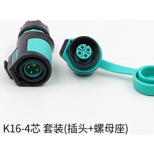 KWAY K16 M16 Waterproof IP68 4 Pin Aviation Plug Socket Cable Connector, Rated Current 25A, Electrical Equipment Power Adapter