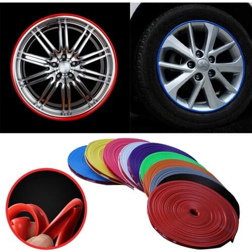 8M Car Vehicle Wheel Rims Strip Protectors Colorful Rubber Strip Tape Car Rims Protection Decorative Tire Car Styling Moulding