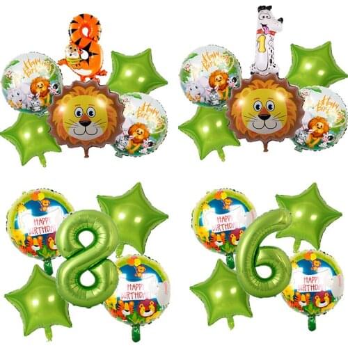 Forest Animal Theme Wedding Childrens Birthday Party Decoration Aluminum Film Balloon Set Baby Shower Number Five-pointed Star