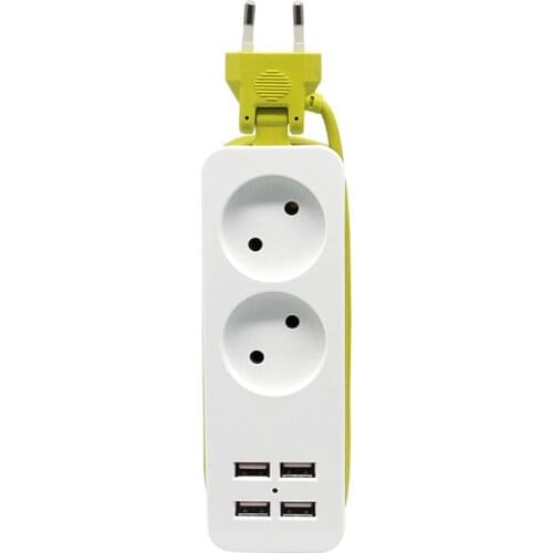 Hot Travel Power Strip Portable Extension Socket Outlet with 4 USB Wall Charger Smart Desktop Socket EU Plug