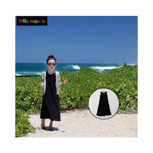 New Korean Childrens Dresses for Girl Summer Solid Baby Girls Clothes Dress for Holiday Beach Family Matching Outfit Mother