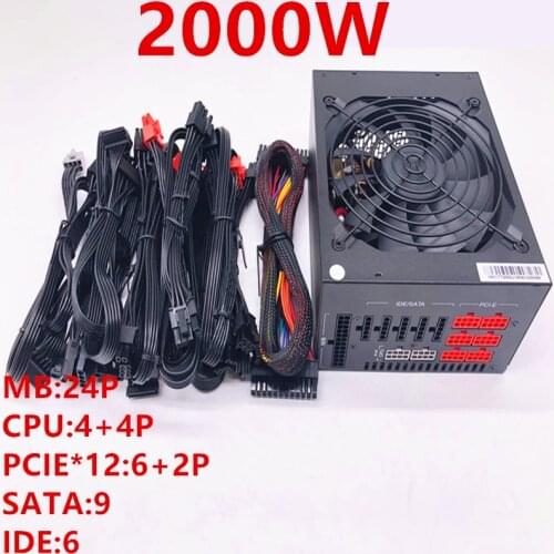 New Miner PSU For HKC 80plus Gold 1080TI Special Power Supply For 6 cards 8 cards and 12 cards Mining Power Supply 2000W