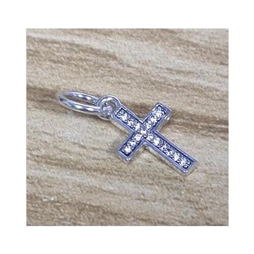 Original 100% 925 Sterling Silver Charm Vintage Bead Cross Moon Bracelet DIY Ladies Jewelry