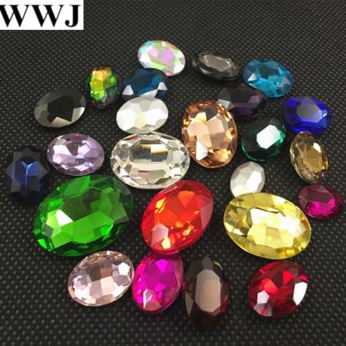 All Sizes Colors Oval fancy stone pointed back 4x6mm~30x40mm Glass Crystal Jewelry beads bracelet,necklace,brooch making