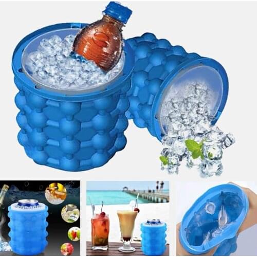 Drinking Whiskey Freeze Silicone Ice Cube Maker Portable Bucket Wine Ice Cooler Beer Cabinet Space Saving Kitchen Tools