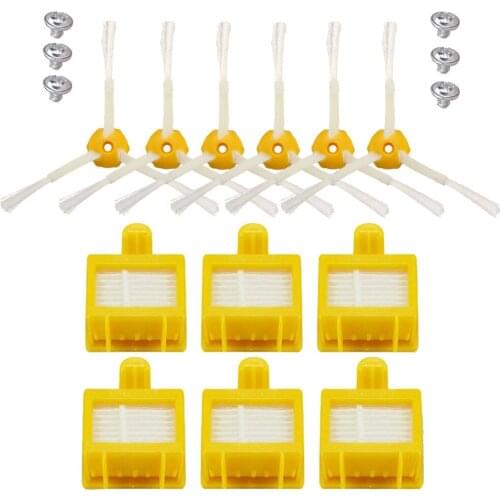 Sweeping Robot Accessories 6Pcs HEPA Filters + 6Pcs Side Brushes + 6Pcs Screws for iRobot roomba 700 Series(700,760,770,780)