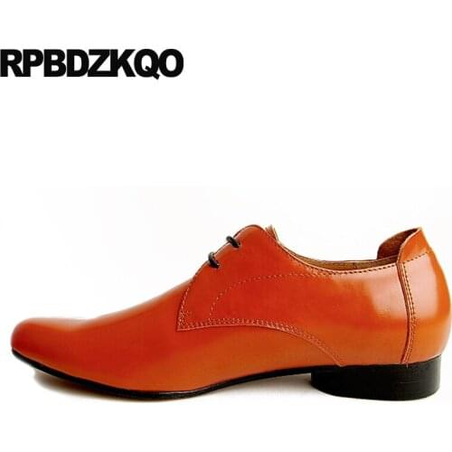 Casual Brown Shoes Oxfords Lace Up 2019 Genuine Leather Office British Style Business Tan Designer Pointed Toe Dress Italy Men