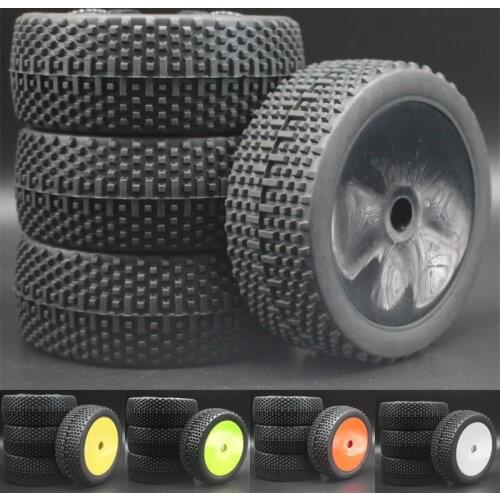 White Black Green Yellow Red RC 1:8 Off Road Car Buggy Rubber Tires & Plastic Wheel Rims HUB HEX 17 mm 81-801