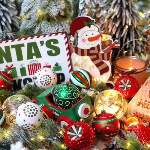 30Pcs Christmas Balls Colorful Painted Plating Pendant Glitter Festival Seasonal Decoration Christmas Ball Ornaments