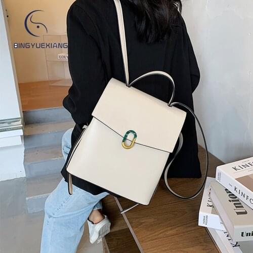 2021 Solid Color Designer Womens Backpack Fashion Anti Theft Ladies Student School Bag High Quality Leather Girl Backpack Sac