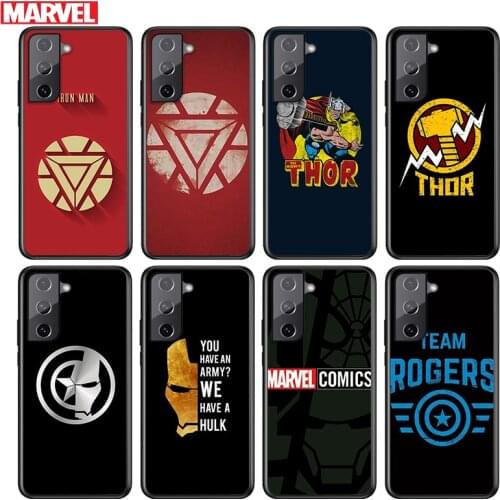 Marvel Avengers Hero Logo For Samsung Galaxy S21 S20 FE S10e S10 S9 S8 S7 S6 Ultra Plus Lite 5G Edge Black Soft Phone Case