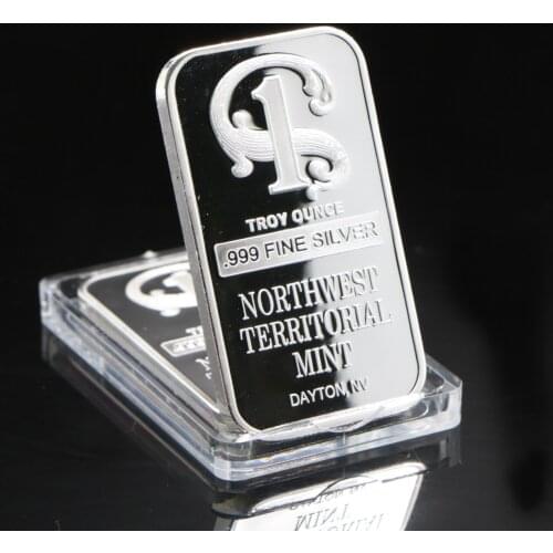 1oz Silver Metal Bar Northwest Territorial Mint Art Crafts Bullion Bar Silver Coin for Home Collection Souvenir Gifts