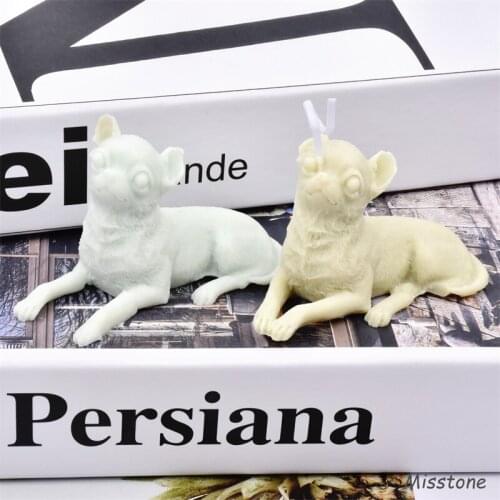Dog Shape Silicone Candle Mold DIY Make Plaster Resin Model Fudge Animal Simulation Chocolate Cake Tool Soap Holiday Gift Wax