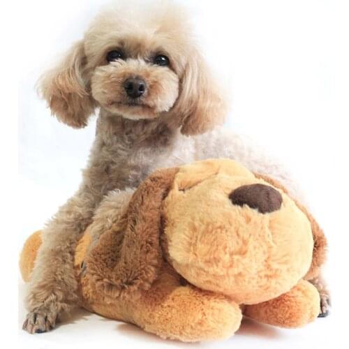 Cute Heartbeat Puppy Behavioral Training Toy Plush Pet Comfortable Snuggle Sleep
