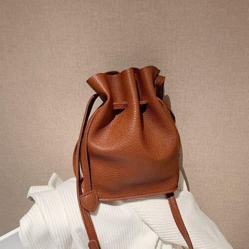 Drawstring Bucket Bag Retro Old Leather Shoulder Bag 2021 Mini Brands Crossbody Bags Women Designer Handbags Luxury sac à main
