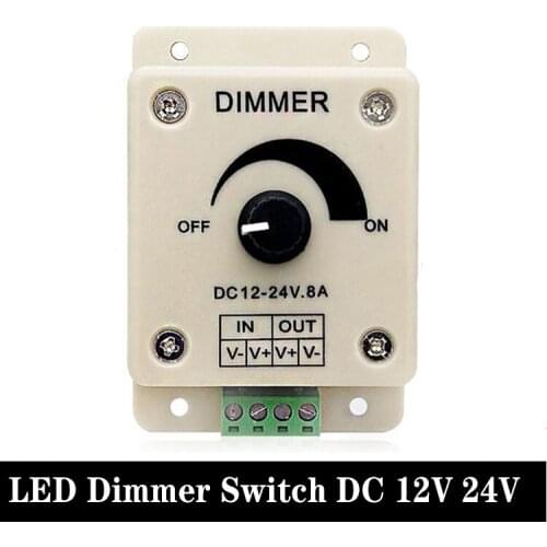 LED Dimmer Switch DC 12V 24V 8A Adjustable Brightness 5050 3528 Lamp Bulb Strip Driver Single Color Light