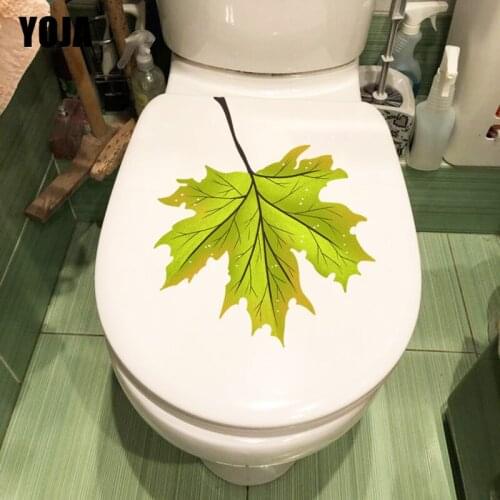 YOJA 20.7X19CM Green Maple Leaves Toilet Seat Stickers Fresh Plant Living Room Wall Decor Decal T1-1720