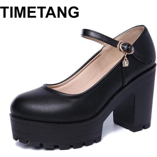 TIMETANG10cm High Heels Women Fashion Platform Strap Pumps Sexy White Black Color Wedding Shoes PumpsE1362