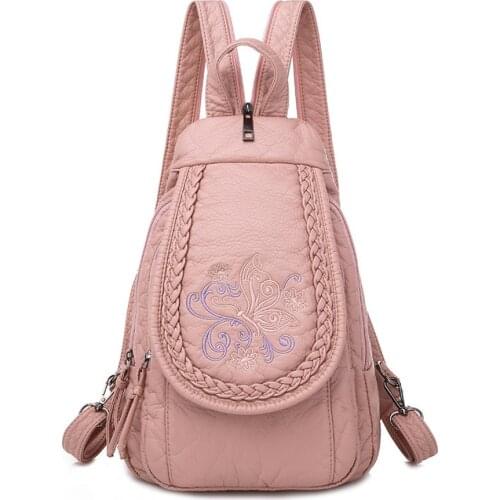 Flower Fallen Leaves Pattern Sheepskin Designer Brand Womens Backpack 2021 New Fashion Embroidered Womens Backpack Phoenix