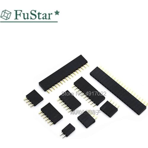 20PCS 2.54mm Single Row Pin Female Pin Header Socket 1*2p 3p 4p 5p 6p 7p 8p 9p 10p 12p 14p 16p 20p 40p Pin Connector Hot New