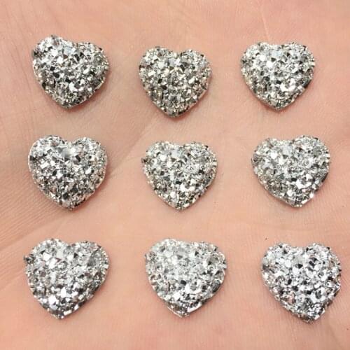 250Pcs 12mm Heart Flatback Resin Rhinestones for DIY Scrapbooking Phone/Wedding/Craft -S421*5