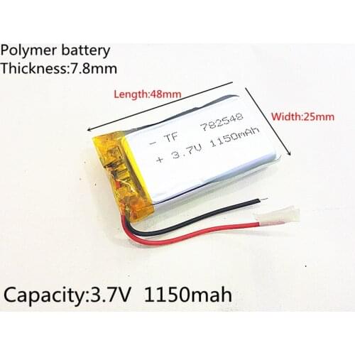 3.7V,1150mAH,782548 PLIB; polymer lithium ion / Li-ion battery for GPS,mp3,mp4,mp5,dvd,bluetooth,model toy mobile bluetooth
