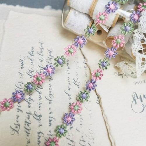 3M 10mm Colorful Daisy Flower Lace Trim Knitting Wedding Embroidered Diy Handmade Patchwork Ribbon Sewing Supplies Crafts