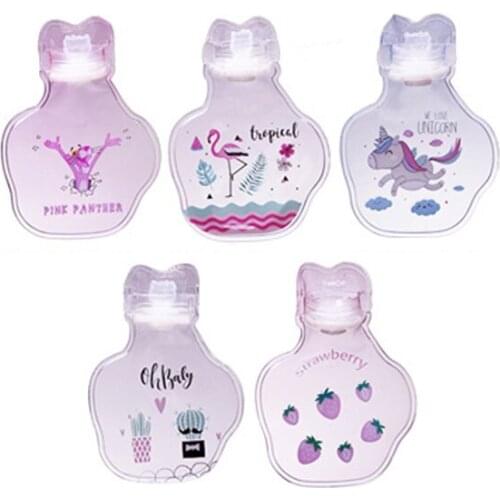 3pcs/bag Portable Cartoon Hot Water Bottles Hand Po Warm Water Bottle Cute Mini Transparent Small Hand Warmer Water Storage Bag