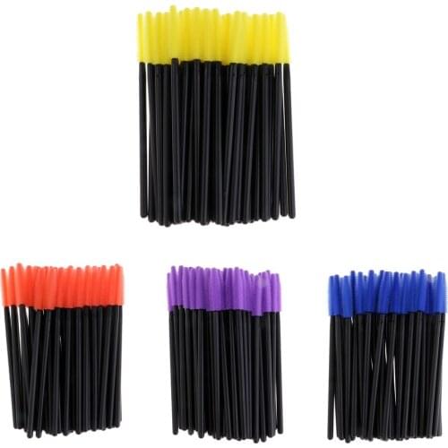 50Pcs Silicone Eye Lash Extension Eyelash Soft Brushes Mascara Wands Makeup Applicators Set