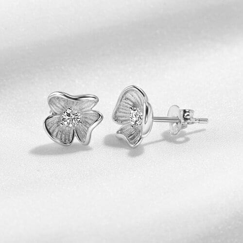 925 Sterling Sliver Stud Earrings Lovely Flower For Women Girls Birthday Gifts Crystal CZ Ear Stud Elegant Delicate Fine Jewelry