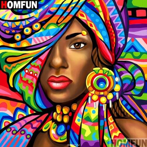 HOMFUN Full Square/Round Drill 5D DIY Diamond Painting "African woman" 3D Embroidery Cross Stitch 5D Decor Gift A13140