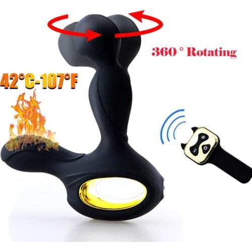Heating Rotation Anal Plug Vibrator Male Prostate Massager G-Spot Stimulator Wireless Remote vibrating Butt Plug Sex Toy For Man