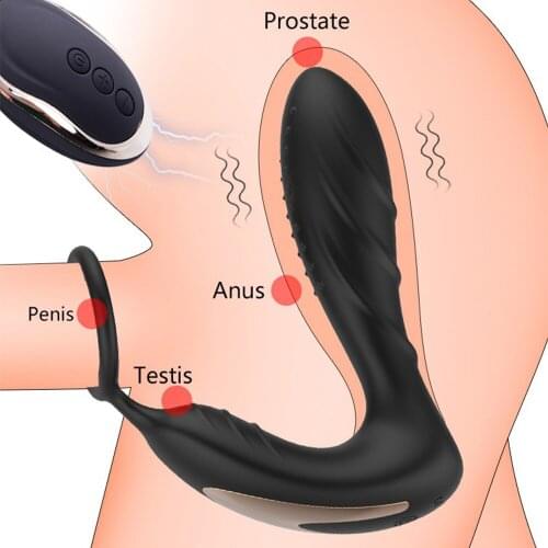 Prostate Massager Remote Control Vibrator For Men Anal Plug Prostate Stimulator Butt Plug Delay Ejaculation Ring Gay Sex Toys