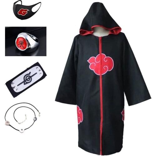 Anime Cosplay Costumes Cloak Ring Headband Necklace Sets Halloween Masquerade Party Hooded Cape