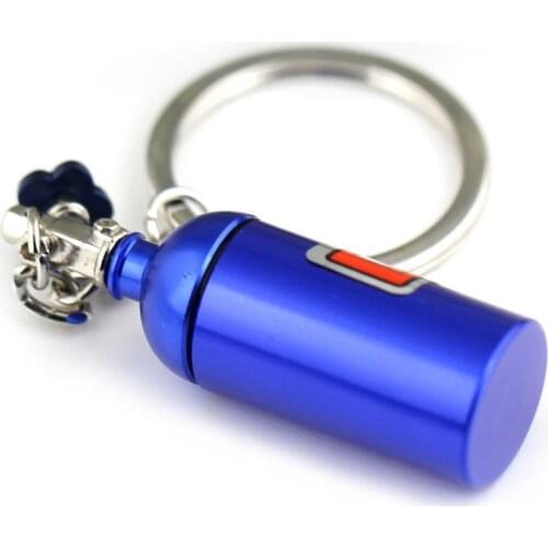 Car Key Ring NOS Nitrous Oxide Bottle Style Keychains Accessories Aluminum Key Keyring Alloy Automobile Light Decoration Ch P9D4