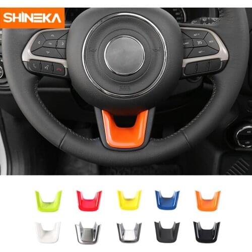 SHINEKA Car Styling ABS Steering Wheel Decorative Cover Trim Sticker for Jeep Renegade 2015+ Interior Accessories