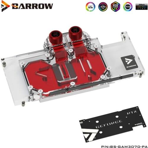 Barrow GPU Water Block For Galaxy/Gainward RTX 3070 OC 8G ,5V 3PIN ,With Back Plate,Support Motherboard Control, BS-GAM3070-PA