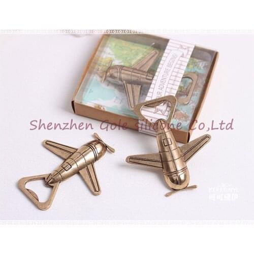 Free shipping wedding favor gift giveaways for guest "Let the Adventure Begin" Airplane Bottle Opener party souvenir 200pcs/lot