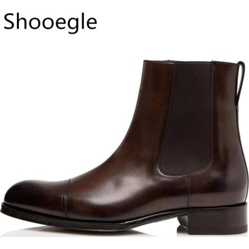 Fashion Leather Men Casual Boots Brown and Black Ankle Men Boots Design New Style Slip On Low Heel Men Boots
