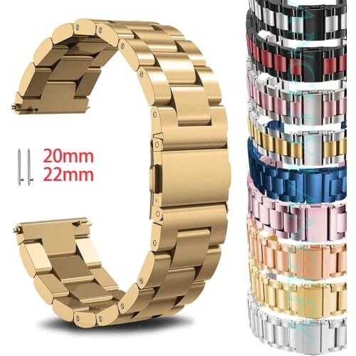 Watch Band Metal Stainless Steel Bracelet for Samsung Galaxy Galaxy Watch 3 41/45mm Band for HUAWEI Watch GT 2e GT2 46mm Strap