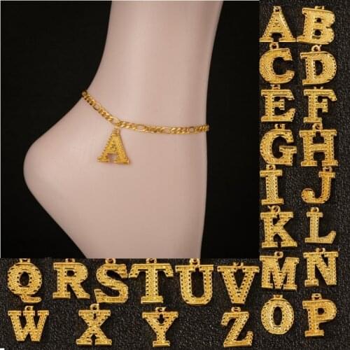 Capital 26 Initials Chain Bracelet on the leg Woman Gold Jewelry Anklets Anklet Bracelet Wholesale Anklet Bracelets for women
