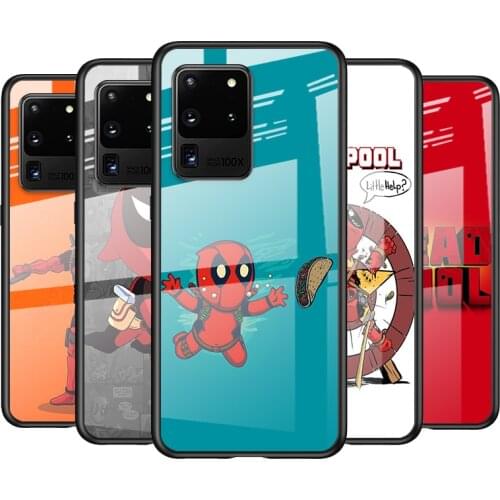 Tempered Glass Cover Deadpool Marvel Cartoon For Samsung Galaxy S21 Ultra Plus 5G M51 M31 M21 Shockproof Shell Phone Case