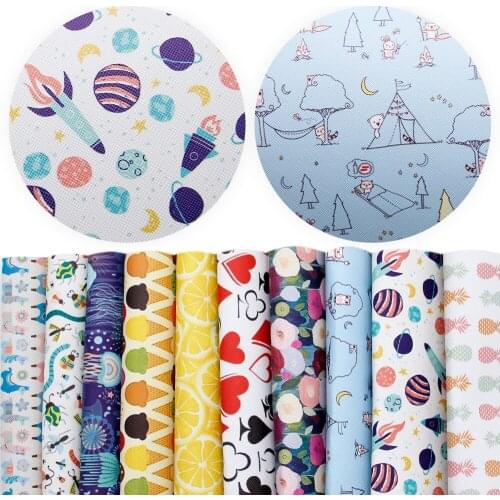 David angie 20*33cm Flower Pineapple Lemon Synthetic Leather Fabric 1Piece,DIY Sewing Fabric For Bows Bags Decorations,1Yc3491