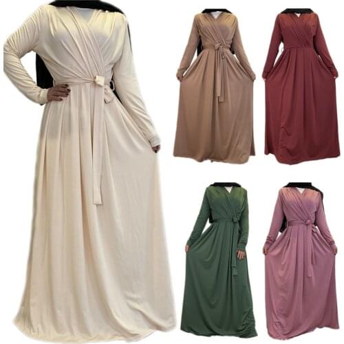 Eid Mubarak Abayas Muslim Women Solid Long Dress Ramadan Islamic Maxi Robe Gown Middle East Turkish Dubai Kaftan Arab Kaftan New