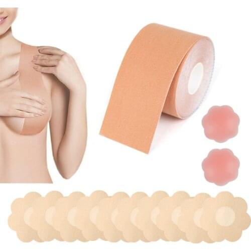 13Pcs Women Self Adhesive Flower Shape Nipple Cover with Breast Lift Boobs Tape Push Up Pasties Strapless Chest Stickers