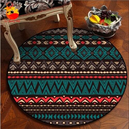 Rugs for Bedroom Ethnic Style Pattern Round Carpet Area Rug for Living Room 100% Polyester Home Decor Rugs for Bedroom