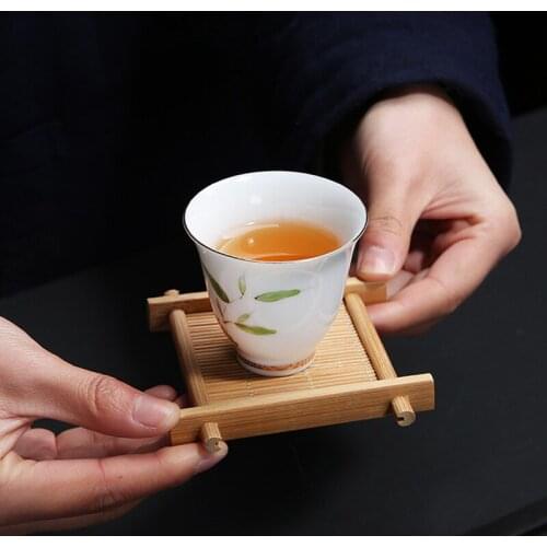Square Bamboo Tea Saucer Protect The Table Desktop Wholesale