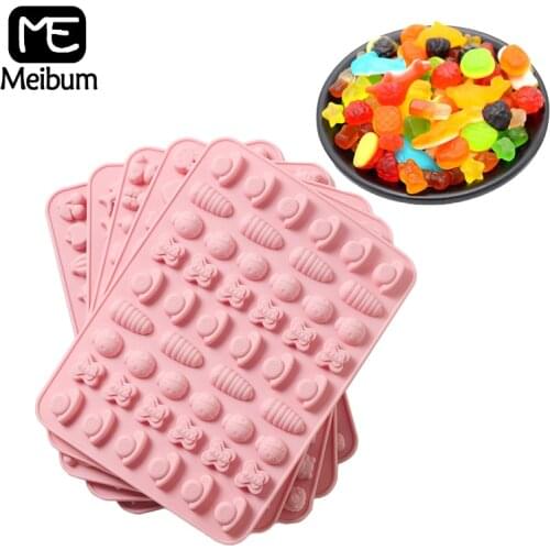 Meibum Fruit Gummy Molds With Droppers Silicone Vitamin Candy Moulds DIY Chocolate Mold Nonstick Tray Sugarcraft Baking Tools
